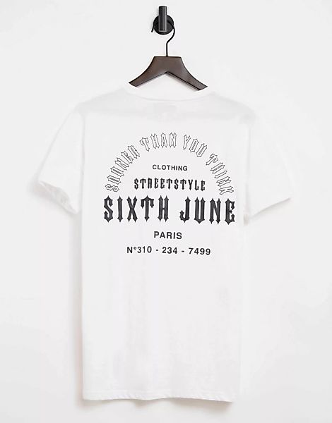 Sixth June – T-Shirt mit „Sooner Than You Think”-Rückenprint in Weiß günstig online kaufen