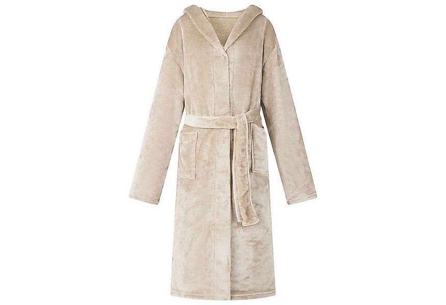 vidaXL Bademantel Bademantel Hoodie Beige M Flanell, Flanell günstig online kaufen