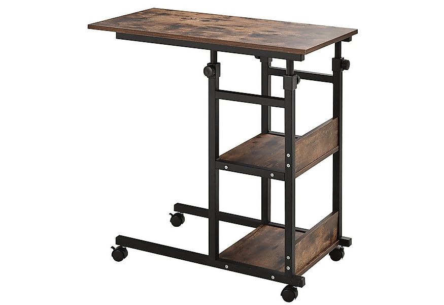 HOMCOM Beistelltisch Couchtisch mit Rollen, Höhenverstellbarer Nachttisch ( günstig online kaufen