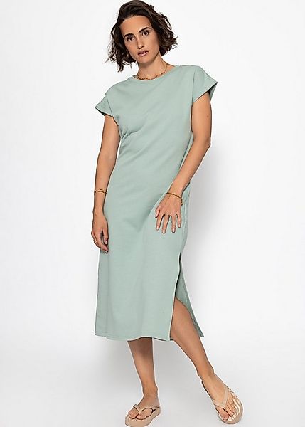 SASSYCLASSY Minikleid Kurzarm Sweatkleid Damen Midi mit Schlitz Shirtkleid günstig online kaufen