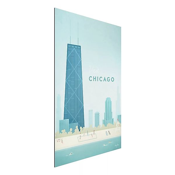 Alu-Dibond Bild Kunstdruck - Hochformat 2:3 Reiseposter - Chicago günstig online kaufen