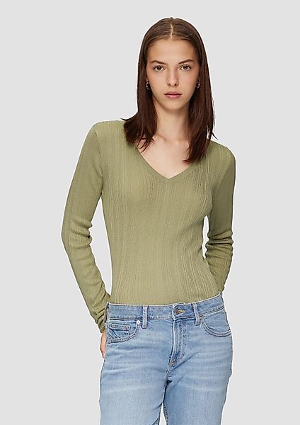 QS Longpullover Strickpullover Gerippter Feinstrickpullover aus günstig online kaufen
