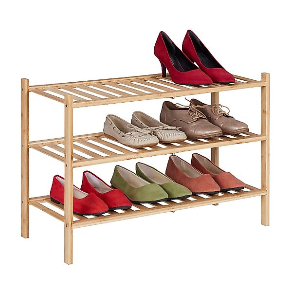 relaxdays Schuhregal Bambus Schuhregal 3 Etagen günstig online kaufen