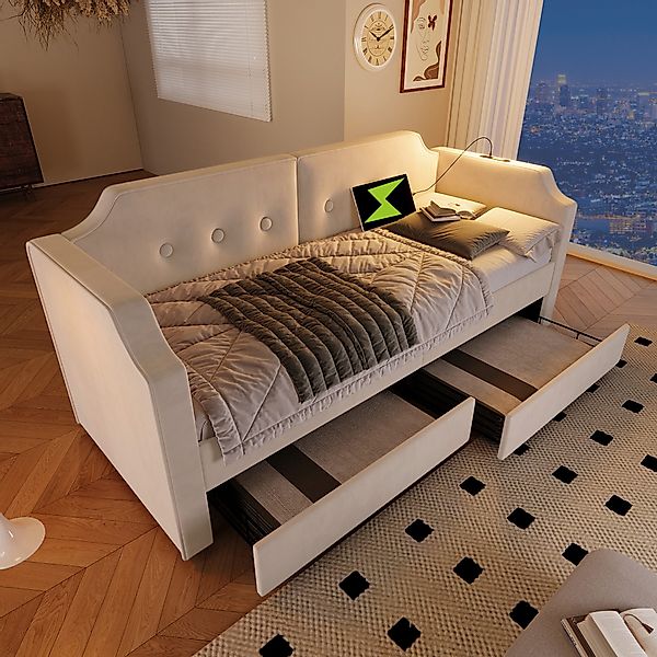 Flieks Daybett, Polsterbett Schlafsofa 90x200cm 2 günstig online kaufen