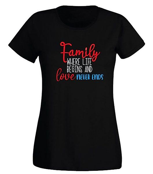 G-graphics T-Shirt Damen T-Shirt - Family – where life begins and love neve günstig online kaufen