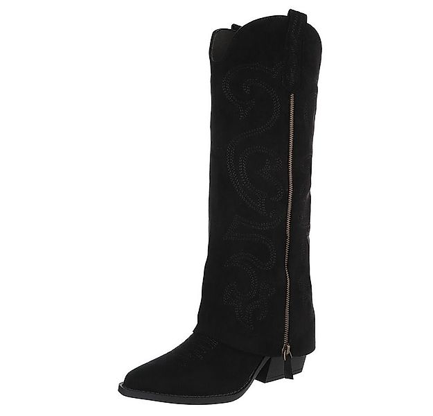 Ital-Design Hochwertige Damen-Stiefel mit Blockabsatz und Details Westernst günstig online kaufen