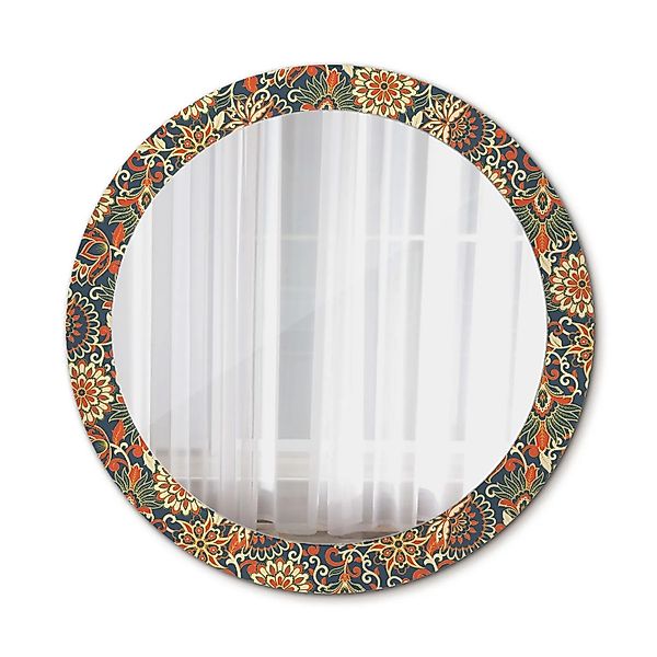 Tulup Spiegel mit Motivdruck Retro Blumen 80x80 cm Runder Spiegel Aufdruck günstig online kaufen