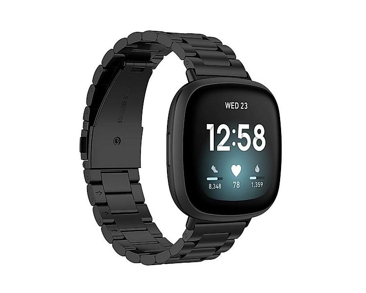 Wigento Smartwatch-Armband Für Fitbit Versa 4 + 3 /Sense 1 + 2 Stahl Metall günstig online kaufen