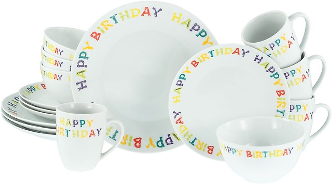 CreaTable Kombiservice »Happy Birthday, Kombi-Service 16-tlg.«, (Set, 16 tl günstig online kaufen