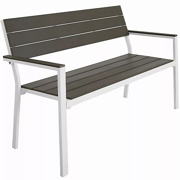 Gartenbank Line 2-Sitzer mit Aluminiumrahmen 128x59x88cm - hellgrau/weiß günstig online kaufen