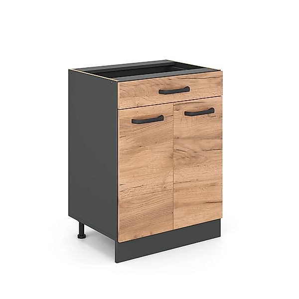 Vicco Küchenunterschrank R-Line Goldkraft Eiche 60 cm mit Schublade ohne Ar günstig online kaufen