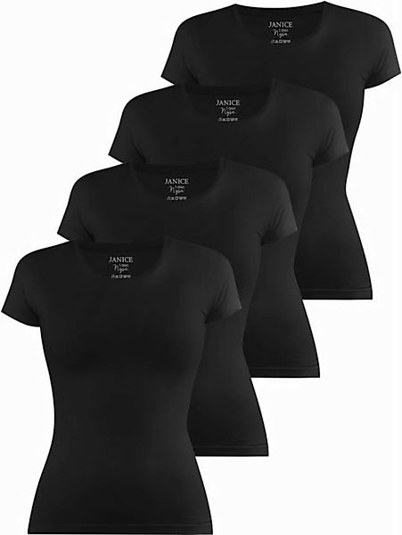 Janice Kurzarmshirt 4 x Damen T-Shirt Nysa Figurbetontes Shirt aus Baumwoll günstig online kaufen