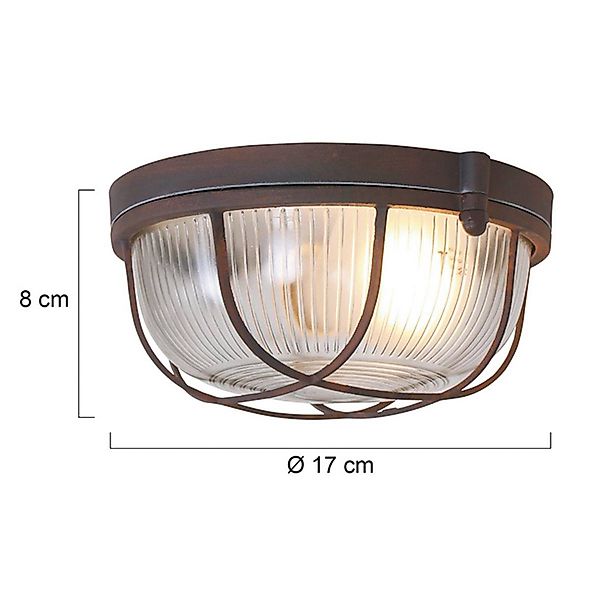 Deckenleuchte Lisanne, braun, Ø 17 cm, Metall, Glas, E27 günstig online kaufen