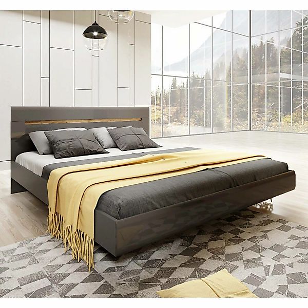 Schlafzimmer Doppelbett Ehebett, 160cm breit, in anthrazit mit anthrazit Ho günstig online kaufen