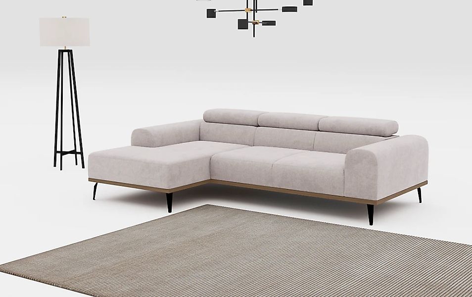 PLACES OF STYLE Ecksofa "Carlo L-Form" mit Kopfteilverstellung & Holz-Rahme günstig online kaufen