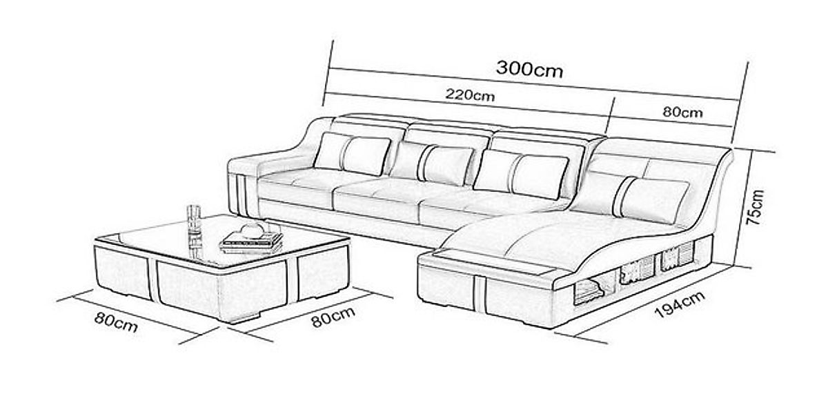 Xlmoebel Ecksofa Neues modernes Ledersofa in Eckform mit Polsterung und Des günstig online kaufen