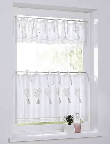 Kutti Scheibengardine »Camille« Bindebänder 1 Stk. tlg. Kurzgardine, Baumwo günstig online kaufen