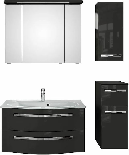 Saphir Badmöbel-Set »Serie 4005, vormontiert, Glaswaschbecken, Spiegelschra günstig online kaufen