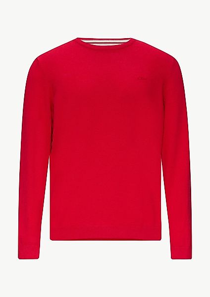s.Oliver Strickpullover Baumwollpullover mit Logo-Stickerei Logo günstig online kaufen