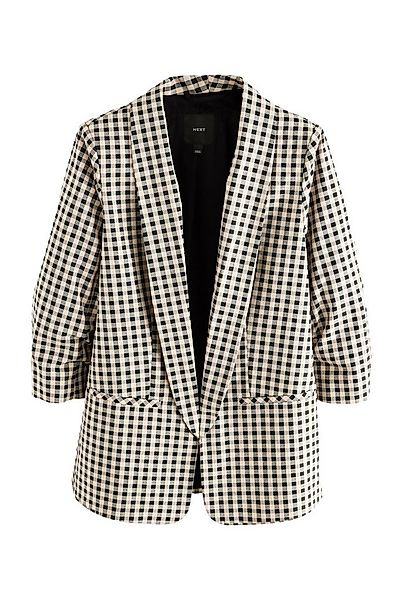 Next Jackenblazer Relaxed Fit Blazer mit Raffärmeln und Vichykaros (1-tlg) günstig online kaufen