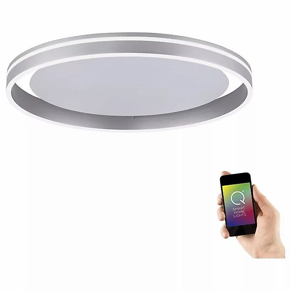 Q-Smart LED Deckenleuchte Q-Vito in SIlber tunable white inkl. Fernbedienun günstig online kaufen