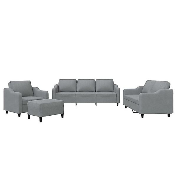 vidaXL Sofa, 4-tlg. Sofagarnitur mit Kissen Hellgrau Stoff günstig online kaufen