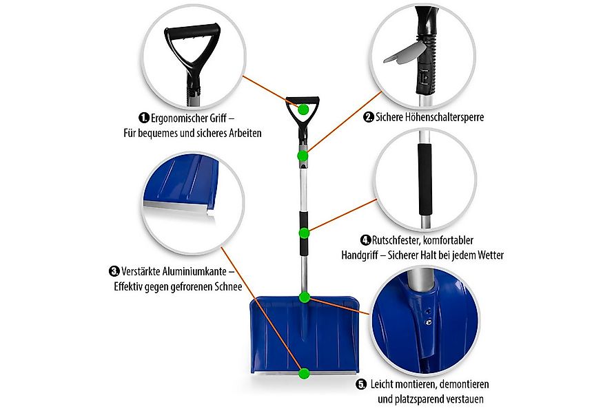 BigDean Schneeschieber Schneeschaufel mit Teleskopgriff - Made in Europe, 5 günstig online kaufen