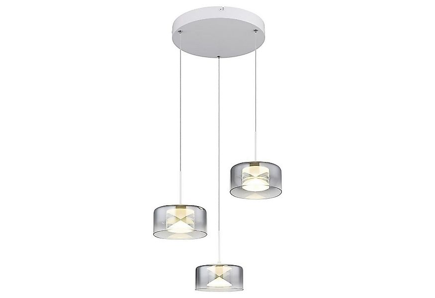 GLOBO LIGHTING LED Pendelleuchte BELINDA, 3-flammig, Rauchfarben, Weiß matt günstig online kaufen