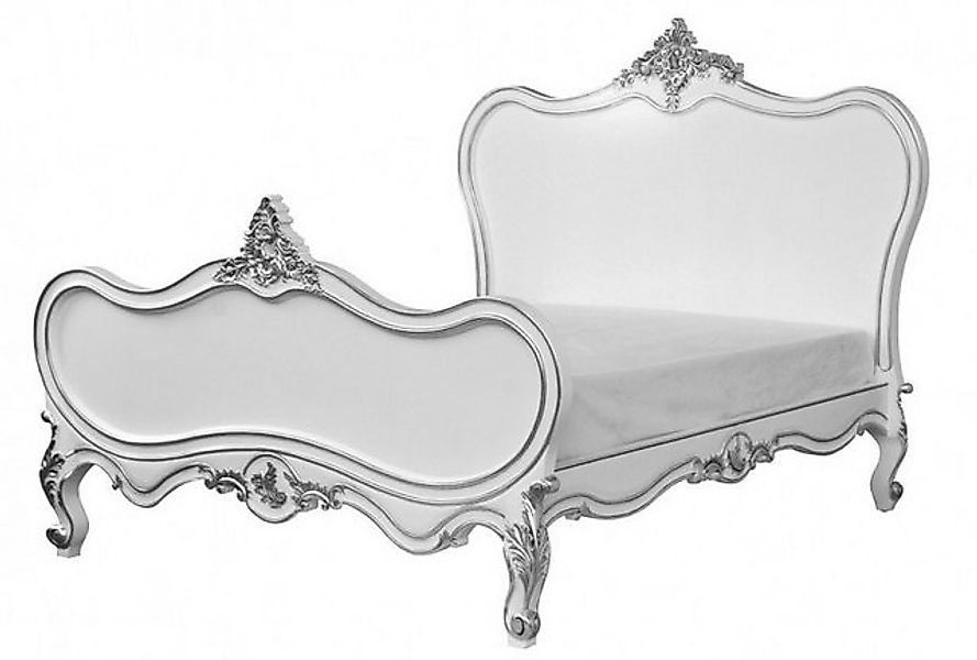 Casa Padrino Bett Bett Maison Paris Weiß / Silber 180 x 200 cm aus der Koll günstig online kaufen