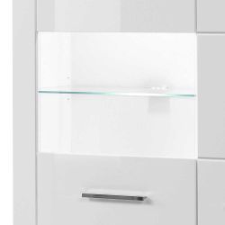 Highboard Vitrine in Weiß Hochglanz 100 cm breit günstig online kaufen