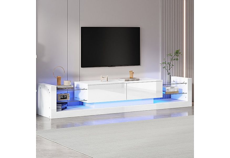 STILVORA Wohnzimmer-Set mit LED-Licht,TV-Schrank TV-Regal Hochglanz mit Gla günstig online kaufen