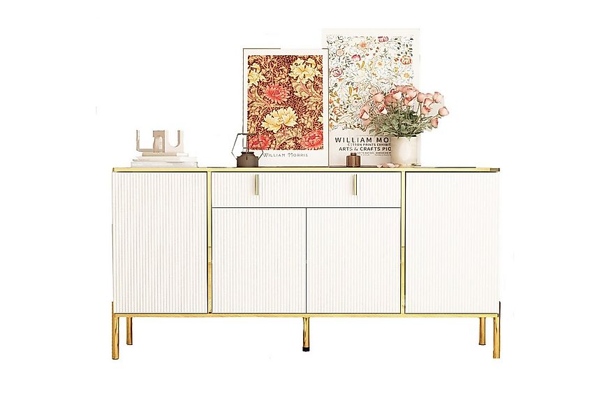 FUFU&GAGA Sideboard Sideboard Wohnzimmer mit 4 Türen, weiß, MDF, 160 * 40 * günstig online kaufen