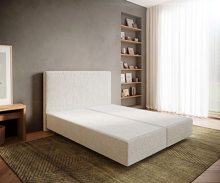 DELIFE Bettgestell Dream-Well, Bouclé Creme-Weiß 160x200 cm Bettgestell günstig online kaufen