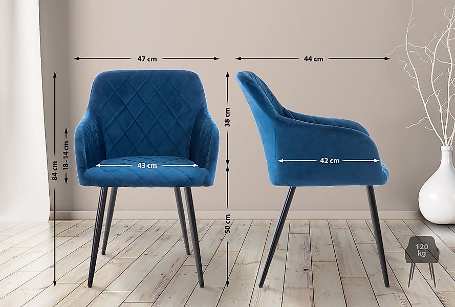 CLP Esszimmerstuhl Shila (2er Set), Samt günstig online kaufen