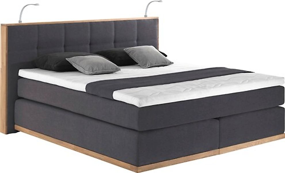PLACES OF STYLE Boxspringbett »Vinton« aus Eiche, mit LED-Beleuchtung, vers günstig online kaufen