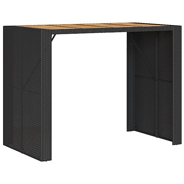 vidaXL Garten-Bartisch mit Holzplatte Schwarz 145x80x110 cm Polyrattan 3686 günstig online kaufen