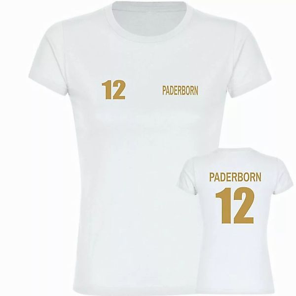 multifanshop T-Shirt Damen Paderborn - Trikot Nummer 12 gold - Frauen günstig online kaufen