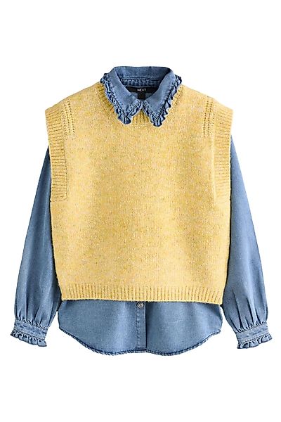 Next Pullunder Pullover mit Denim-Hemd-Detail und günstig online kaufen