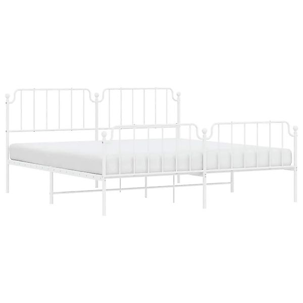 vidaXL Bettgestell mit Kopf- und Fußteil Metall Weiß 193x203 cm 373960 günstig online kaufen