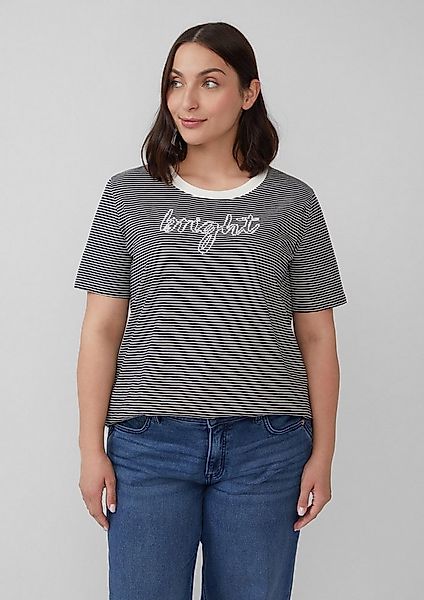 s.Oliver Kurzarmshirt T-Shirt Streifenshirt mit Schmuckperlen günstig online kaufen