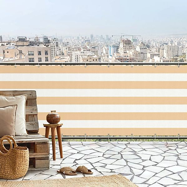 Balkon Sichtschutz Querstreifen in Pastell Orange günstig online kaufen