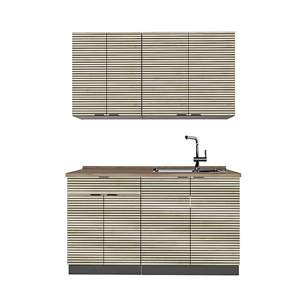 Vicco Fame-Line Singleküche Eiche Paneel/Anthrazit 140 cm AP Eiche ohne E-G günstig online kaufen