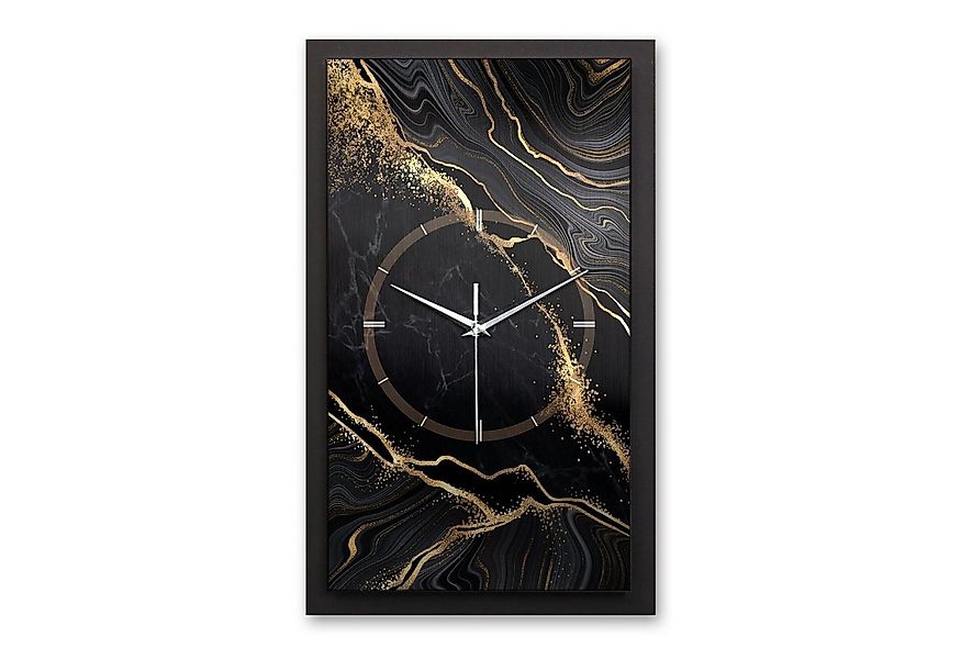 Kreative Feder Wanduhr 3D Designer-Wanduhr Black & Gold Waves (ohne Ticken, günstig online kaufen