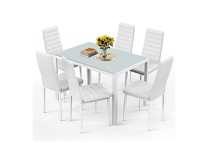 Bealife Essgruppe,7-tlg(Esstisch und 6 stühlen), Küchentisch, Tischplatte a günstig online kaufen