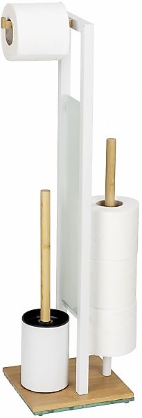 WENKO WC-Garnitur "Rivalta" aus Bambus  Sicherheitsglas  Stahl günstig online kaufen