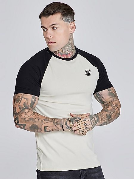 Siksilk T-Shirt SikSilk Herren Ecru Schwarzes Raglan T-Shirt günstig online kaufen