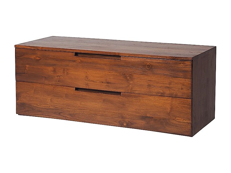 Waschbeckenunterschrank hängend mit 2 Schubladen - Dunkles Teakholz - 115 c günstig online kaufen