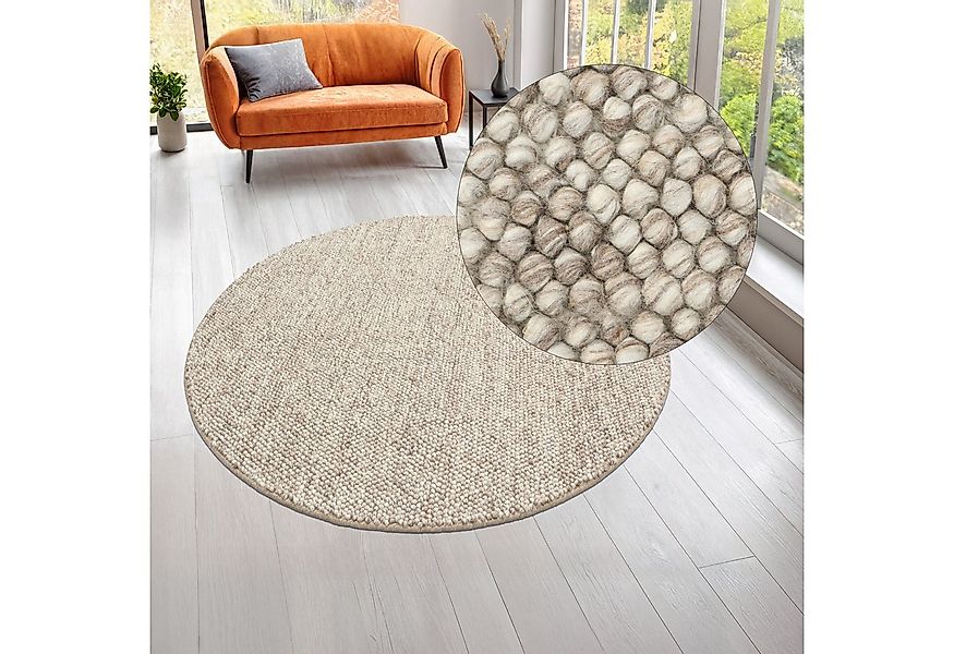 LeGer Home by Lena Gercke Teppich Ainhoa, handgewebt, Wolle, rund, Höhe: 12 günstig online kaufen