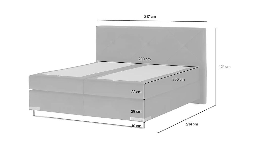 Musterring Boxspringbett Standardversion Dubai ¦ grau ¦ Maße (cm): B: 217 H günstig online kaufen