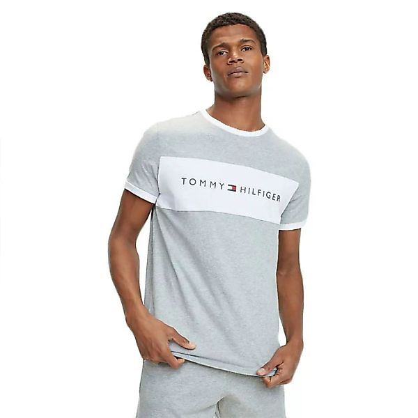 Tommy Hilfiger – Graues Lounge-T-Shirt mit Rundhalsausschnitt und kontrasti günstig online kaufen
